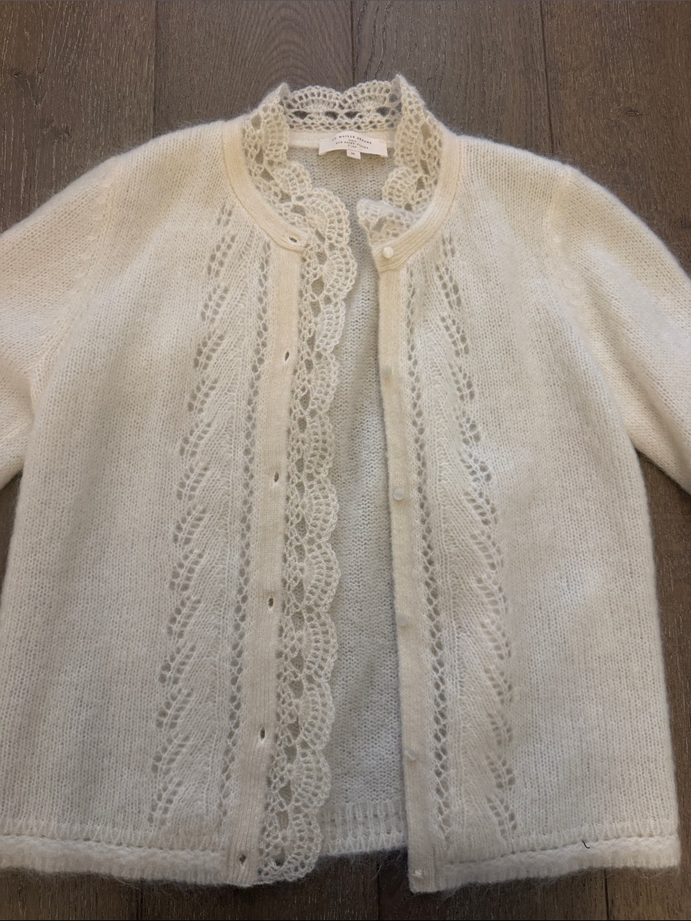 Sezane Lace-Trim Knit Cardigan Sweater - Picture 2 of 3